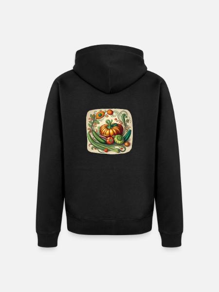 Art nouveau vegetables composition - Unisex Premium Organic Zip Hoodie - black