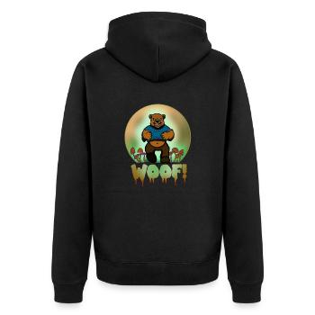 Woof Halloween Bear - Unisex Premium Organic Zip Hoodie - black - Back - Nico (187cm)