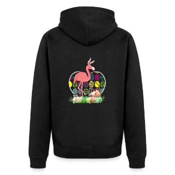 Flamingo Ostereier Lustige Ostereier Jäger - Unisex Premium Bio Zip Hoodie - Schwarz - Hinten - Nico (187cm)