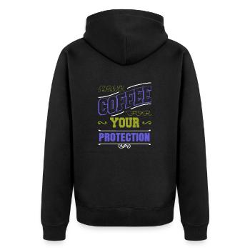 fun coffee sayings funny sayings jokes tired - Unisex Premium Organic Zip Hoodie - black - Back - Nico (187cm)