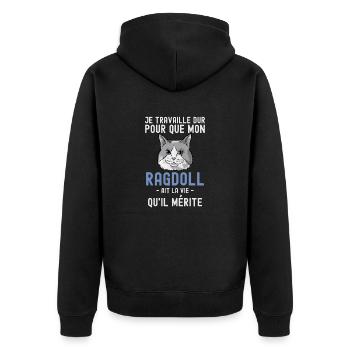 Chat mignon de race Ragdoll - Veste à capuche bio Premium Unisexe - noir - Dos - Nico (187cm)