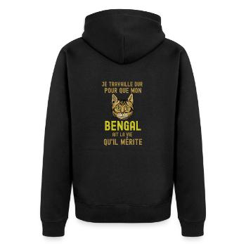 Je travaille dur pour mon bengal - Veste à capuche bio Premium Unisexe - noir - Dos - Nico (187cm)