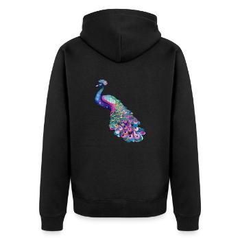 peacock bird colorful beautiful fantasy colorful - Unisex Premium Organic Zip Hoodie - black - Back - Nico (187cm)