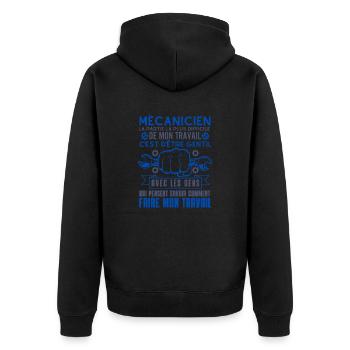 Humour mécanicien mécano mécanique - Veste à capuche bio Premium Unisexe - noir - Dos - Nico (187cm)