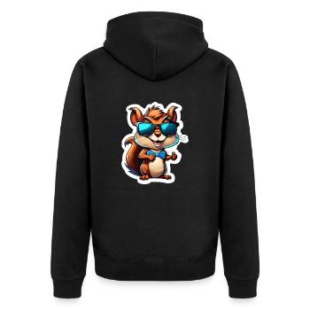 Squirrel / Animal / Rodent / Forest Animal / Comic - Unisex Premium Organic Zip Hoodie - black - Back - Nico (187cm)