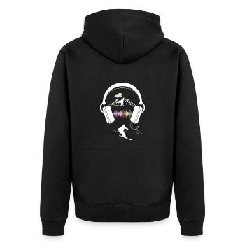 Faire du ski et écouter de la musique - Veste à capuche bio Premium Unisexe - noir - Dos - Nico (187cm)