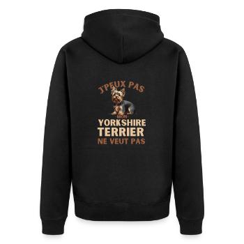 Chien de race yorkshire terrier - Veste à capuche bio Premium Unisexe - noir - Dos - Nico (187cm)