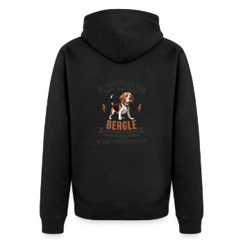 humour école canine beagle - Veste à capuche bio Premium Unisexe - noir - Dos - Nico (187cm)