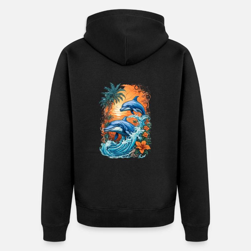 Drôles de dauphins - Veste à capuche bio Premium Unisexe - noir