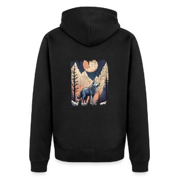 Wolf Mountains Full Moon Forest - Unisex Premium Organic Zip Hoodie - black - Back - Nico (187cm)