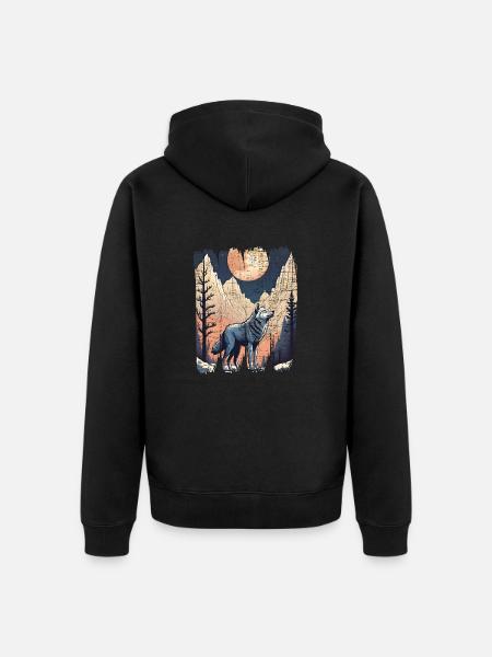 Wolfsberge Vollmondwald - Unisex Premium Bio Zip Hoodie - Schwarz