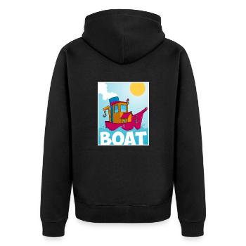 Cartoon-Bild eines lustigen Schleppers - Unisex Premium Bio Zip Hoodie - Schwarz - Hinten - Nico (187cm)