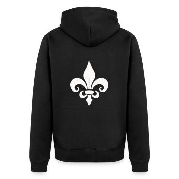 Symbolic fleur de lis Design - Unisex Premium Organic Zip Hoodie - black - Back - Nico (187cm)