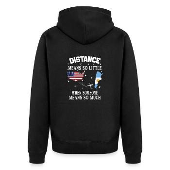 Distanz bedeutet so wenig, wenn jemand so viel bedeutet muc - Unisex Premium Bio Zip Hoodie - Schwarz - Hinten - Nico (187cm)