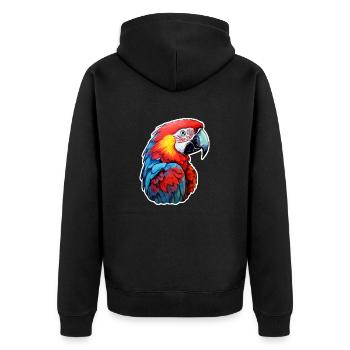 Papagei - Unisex Premium Bio Zip Hoodie - Schwarz - Hinten - Nico (187cm)