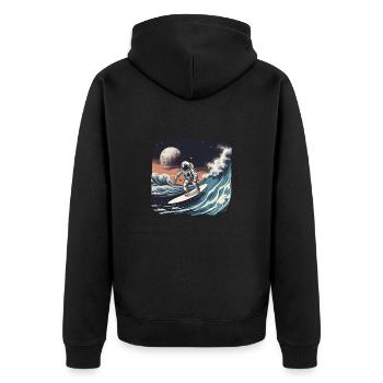 Astronaut surfer - Unisex Premium Organic Zip Hoodie - black - Back - Nico (187cm)