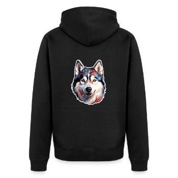 Husky sibérien - Veste à capuche bio Premium Unisexe - noir - Dos - Nico (187cm)