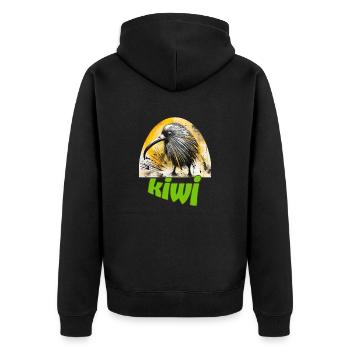 kiwi-vogel - Unisex Premium Bio Zip Hoodie - Schwarz - Hinten - Nico (187cm)