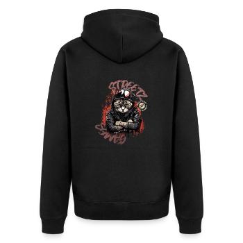 Chat streetwear - Veste à capuche bio Premium Unisexe - noir - Dos - Nico (187cm)