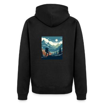 Hiking Hiking men in the mountains - Unisex Premium Organic Zip Hoodie - black - Back - Nico (187cm)