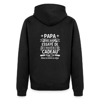 Cadeau pour papa 2 - Veste à capuche bio Premium Unisexe - noir - Dos - Nico (187cm)