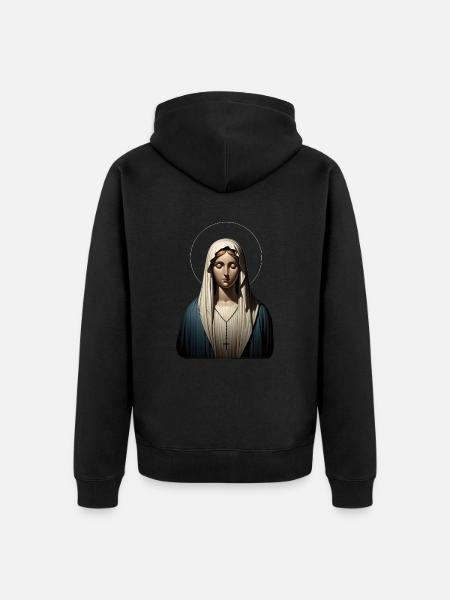 Serene Mary - Unisex Premium Organic Zip Hoodie - black