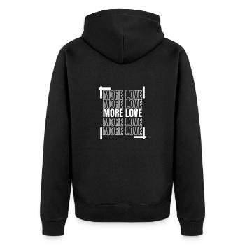 More love - Unisex Premium Organic Zip Hoodie - black - Back - Nico (187cm)