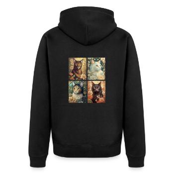 Chats dans le style d'Alphonse Mucha - Veste à capuche bio Premium Unisexe - noir - Dos - Nico (187cm)