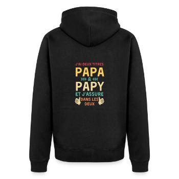 J ai deux titres papa et papy et j assure les deux - Veste à capuche bio Premium Unisexe - noir - Dos - Nico (187cm)