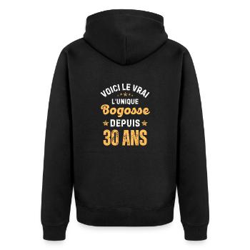 Le vrai l unique bogosse depuis 30 ans - Veste à capuche bio Premium Unisexe - noir - Dos - Nico (187cm)