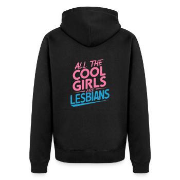 Alle coolen Girls sind Lesben - Unisex Premium Bio Zip Hoodie - Schwarz - Hinten - Nico (187cm)