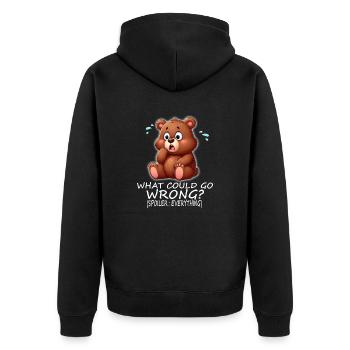 Cute bear What could possibly go wrong? - Unisex Premium Organic Zip Hoodie - black - Back - Nico (187cm)