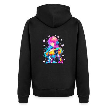 Mecha Anime Fille - Veste à capuche bio Premium Unisexe - noir - Dos - Nico (187cm)