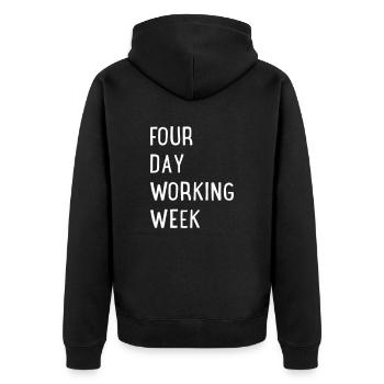 Four Day Working Week - Unisex Premium Bio Zip Hoodie - Schwarz - Hinten - Nico (187cm)