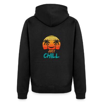 JUST CHIIL - Unisex Premium Organic Zip Hoodie - black - Back - Nico (187cm)