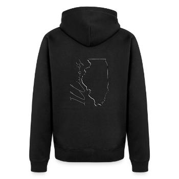Illinois (États-Unis) | Carte | Script fantôme - Veste à capuche bio Premium Unisexe - noir - Dos - Nico (187cm)