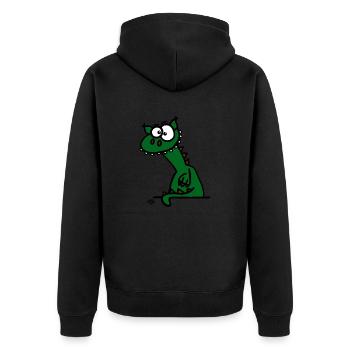 Der Drache - Unisex Premium Bio Zip Hoodie - Schwarz - Hinten - Nico (187cm)