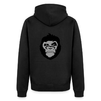 gorilla face - Unisex Premium Bio Zip Hoodie - Schwarz - Hinten - Nico (187cm)