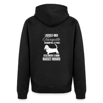 Chien de race basset hound - Veste à capuche bio Premium Unisexe - noir - Dos - Nico (187cm)