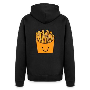 pommes smile - Unisex Premium Bio Zip Hoodie - Schwarz - Hinten - Nico (187cm)
