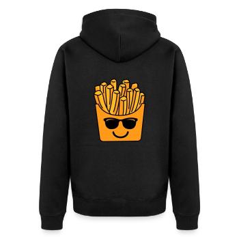 pommes cool - Unisex Premium Bio Zip Hoodie - Schwarz - Hinten - Nico (187cm)