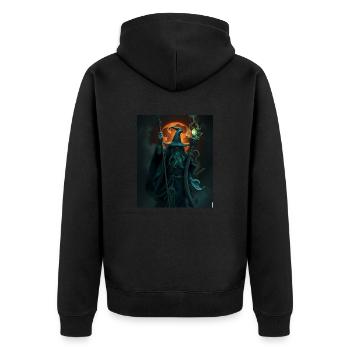 Magier - Unisex Premium Bio Zip Hoodie - Schwarz - Hinten - Nico (187cm)