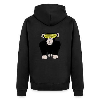 Funky Sonnenbrille Gorilla Cooler Party Affe Spaß - Unisex Premium Bio Zip Hoodie - Schwarz - Hinten - Nico (187cm)