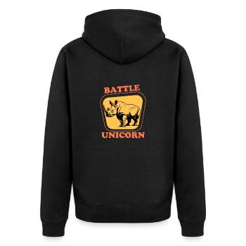 BATTLE UNICORN - Unisex Premium Organic Zip Hoodie - black - Back - Nico (187cm)