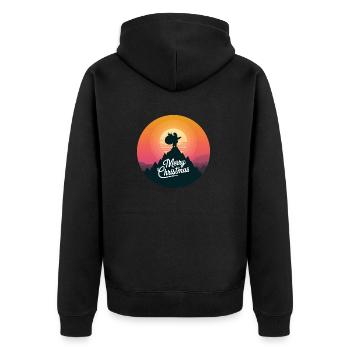 Weihnachtsmann auf dem Berg Merry Christmas - Unisex Premium Bio Zip Hoodie - Schwarz - Hinten - Nico (187cm)