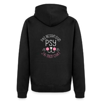 Pas besoin d un psy j ai mon chat chaton doux - Veste à capuche bio Premium Unisexe - noir - Dos - Nico (187cm)