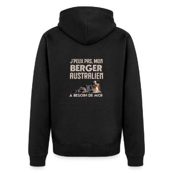 Chien de race berger australien - Veste à capuche bio Premium Unisexe - noir - Dos - Nico (187cm)