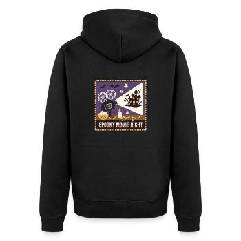 Halloween-Shirt, Spooky Movie Night - Unisex Premium Bio Zip Hoodie - Schwarz - Hinten - Nico (187cm)