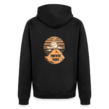 Kaffee in den Bergen - Unisex Premium Bio Zip Hoodie - Schwarz - Hinten - Nico (187cm)