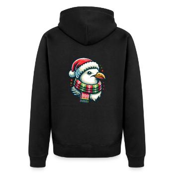 Moin Seagull Christmas - Unisex Premium Organic Zip Hoodie - black - Back - Nico (187cm)